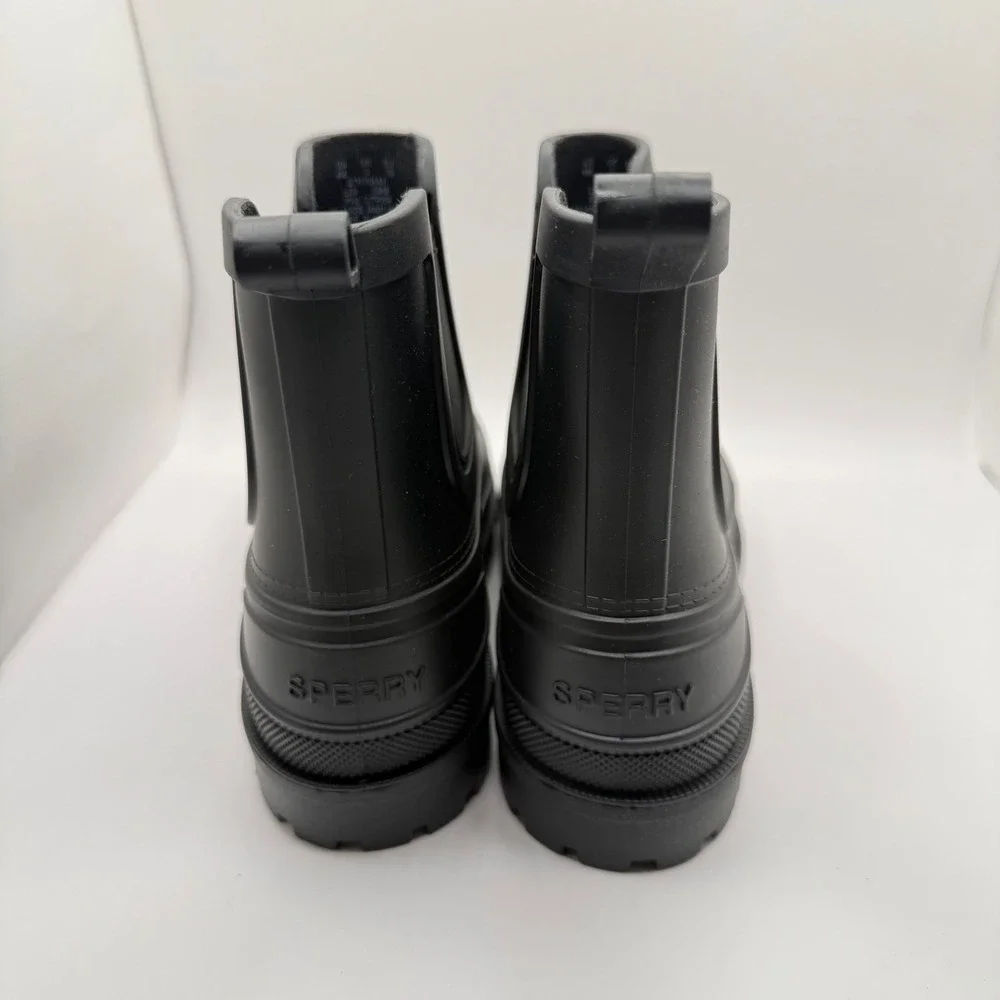 Sperry Boys Black Rain Boots Waterproof Duck Ankle Boot STK29447 Size 4M